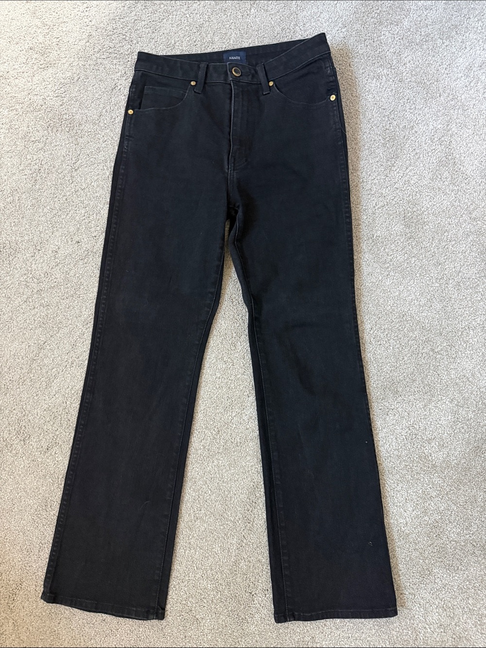 KHAITE Black High-Rise Straight Ankle Jeans